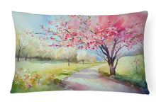 Load image into Gallery viewer, Michigan Apple Blossoms in Watercolor Fabric Decorative Pillow