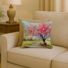 Load image into Gallery viewer, Michigan Apple Blossoms in Watercolor Throw Pillow