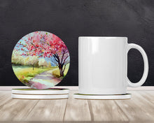 Load image into Gallery viewer, Michigan Apple Blossoms in Watercolor Large Sandstone Coasters Pack of 4