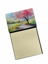 Load image into Gallery viewer, Michigan Apple Blossoms in Watercolor Sticky Note Holder- Refiilable Desk Accessory Note Pad