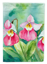 Load image into Gallery viewer, Minnesota Pink and White Lady's Slippers in Watercolor House Flag