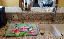 Load image into Gallery viewer, Minnesota Pink and White Lady s Slippers in Watercolor Dish Drying Mat