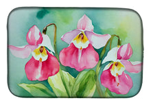 Load image into Gallery viewer, Minnesota Pink and White Lady s Slippers in Watercolor Dish Drying Mat