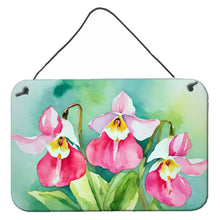 Load image into Gallery viewer, Minnesota Pink and White Lady’s Slippers in Watercolor Wall or Door Hanging Prints