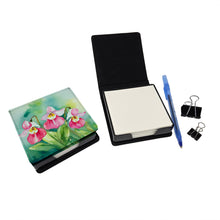 Load image into Gallery viewer, Minnesota Pink and White Lady’s Slippers in Watercolor PU Leather Note Paper Holder