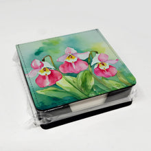Load image into Gallery viewer, Minnesota Pink and White Lady’s Slippers in Watercolor PU Leather Note Paper Holder