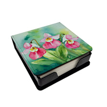Load image into Gallery viewer, Minnesota Pink and White Lady’s Slippers in Watercolor PU Leather Note Paper Holder