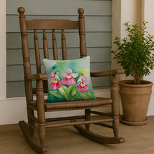 Load image into Gallery viewer, Minnesota Pink and White Lady�s Slippers in Watercolor Throw Pillow
