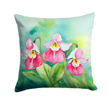 Load image into Gallery viewer, Minnesota Pink and White Lady�s Slippers in Watercolor Throw Pillow