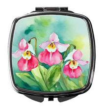 Load image into Gallery viewer, Minnesota Pink and White Lady�s Slippers in Watercolor Compact Mirror