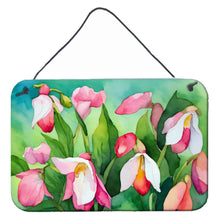 Load image into Gallery viewer, Minnesota Pink and White Lady’s Slippers in Watercolor Wall or Door Hanging Prints