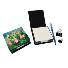 Load image into Gallery viewer, Minnesota Pink and White Lady’s Slippers in Watercolor PU Leather Note Paper Holder
