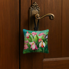 Load image into Gallery viewer, Minnesota Pink and White Lady’s Slippers in Watercolor Hanging Square Fabric Ornament 3.5 × 3.5