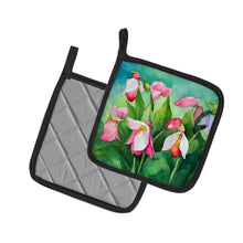 Load image into Gallery viewer, Minnesota Pink and White Lady�s Slippers in Watercolor Pair of Pot Holders