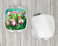 Load image into Gallery viewer, Minnesota Pink and White Lady�s Slippers in Watercolor Compact Mirror