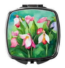 Load image into Gallery viewer, Minnesota Pink and White Lady�s Slippers in Watercolor Compact Mirror