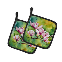 Load image into Gallery viewer, Mississippi Magnolia in Watercolor Pair of Pot Holders