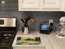 Load image into Gallery viewer, Montana Bitterroot in Watercolor Glass Cutting Boards – Durable, Decorative Kitchen Art Large