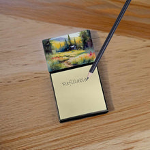 Load image into Gallery viewer, Montana Bitterroot in Watercolor Sticky Note Holder- Refiilable Desk Accessory Note Pad