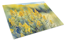 Load image into Gallery viewer, Nebraska Goldenrod in Watercolor Glass Cutting Boards – Durable, Decorative Kitchen Art Large