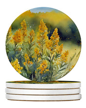 Load image into Gallery viewer, Nebraska Goldenrod in Watercolor Large Sandstone Coasters Pack of 4
