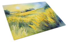 Load image into Gallery viewer, Nebraska Goldenrod in Watercolor Glass Cutting Boards – Durable, Decorative Kitchen Art Large