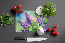 Load image into Gallery viewer, New Hampshire Purple Lilac in Watercolor Glass Cutting Boards – Durable, Decorative Kitchen Art Large