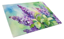 Load image into Gallery viewer, New Hampshire Purple Lilac in Watercolor Glass Cutting Boards – Durable, Decorative Kitchen Art Large