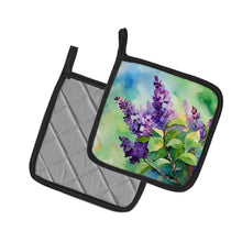 Load image into Gallery viewer, New Hampshire Purple Lilac in Watercolor Pair of Pot Holders