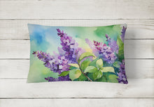 Load image into Gallery viewer, New Hampshire Purple Lilac in Watercolor Fabric Decorative Pillow