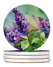 Load image into Gallery viewer, New Hampshire Purple Lilac in Watercolor Large Sandstone Coasters Pack of 4
