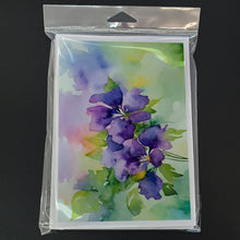 Load image into Gallery viewer, New Jersey Violet in Watercolor Greeting Cards -  Blank Note Cards – 8-Pack of Artist-Designed Cards with Envelopes