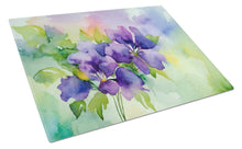 Load image into Gallery viewer, New Jersey Violet in Watercolor Glass Cutting Boards – Durable, Decorative Kitchen Art Large