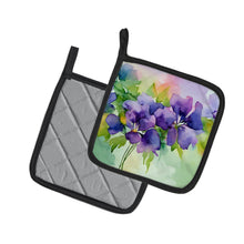 Load image into Gallery viewer, New Jersey Violet in Watercolor Pair of Pot Holders