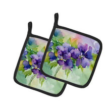 Load image into Gallery viewer, New Jersey Violet in Watercolor Pair of Pot Holders