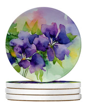 Load image into Gallery viewer, New Jersey Violet in Watercolor Large Sandstone Coasters Pack of 4