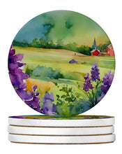 Load image into Gallery viewer, New Jersey Violet in Watercolor Large Sandstone Coasters Pack of 4