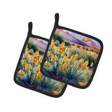 Load image into Gallery viewer, New Mexico Yucca Flower in Watercolor Pair of Pot Holders