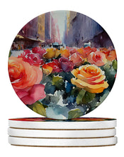Load image into Gallery viewer, New York Roses in Watercolor Large Sandstone Coasters Pack of 4