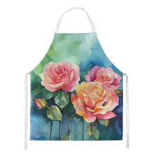 Load image into Gallery viewer, New York Roses in Watercolor Apron – Artist-Designed Kitchen, BBQ &amp; Craft Apron