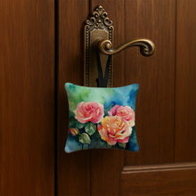 Load image into Gallery viewer, New York Roses in Watercolor Hanging Square Fabric Ornament 3.5 × 3.5