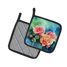 Load image into Gallery viewer, New York Roses in Watercolor Pair of Pot Holders