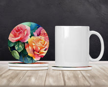 Load image into Gallery viewer, New York Roses in Watercolor Large Sandstone Coasters Pack of 4
