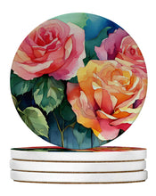 Load image into Gallery viewer, New York Roses in Watercolor Large Sandstone Coasters Pack of 4