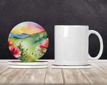 Load image into Gallery viewer, North Dakota Wild Prairie Roses in Watercolor Large Sandstone Coasters Pack of 4