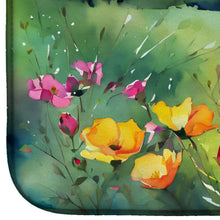 Load image into Gallery viewer, North Dakota Wild Prairie Roses in Watercolor Dish Drying Mat