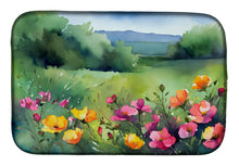 Load image into Gallery viewer, North Dakota Wild Prairie Roses in Watercolor Dish Drying Mat