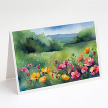 Load image into Gallery viewer, North Dakota Wild Prairie Roses in Watercolor Greeting Cards -  Blank Note Cards – 8-Pack of Artist-Designed Cards with Envelopes