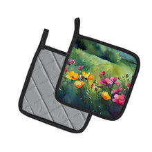 Load image into Gallery viewer, North Dakota Wild Prairie Roses in Watercolor Pair of Pot Holders