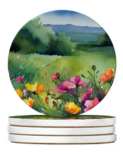 Load image into Gallery viewer, North Dakota Wild Prairie Roses in Watercolor Large Sandstone Coasters Pack of 4